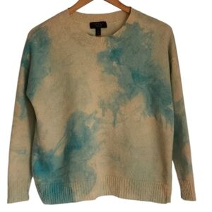 Charter Club Cashmere Cream and Blue Cloud Sweater Sz L